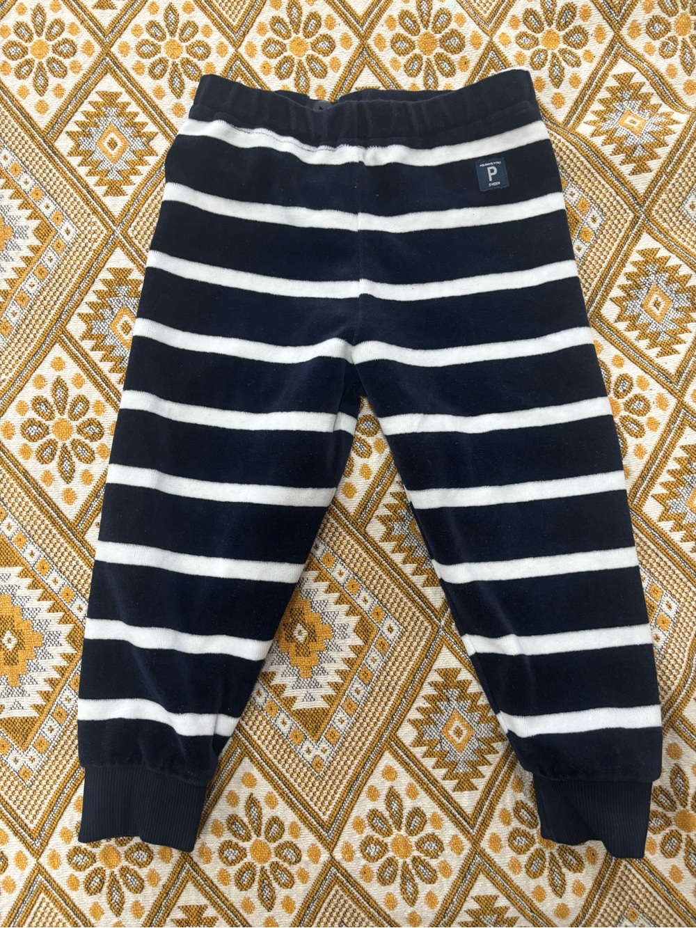 Polarn O. Pyret Velour Stripe Pants | Navy/White | Size 18-24M (92)